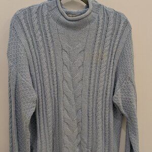 NWT J Crew Light Blue Cable Knit Turtleneck Sweater
